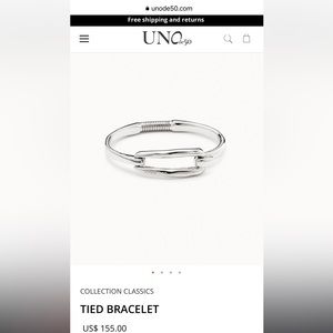 Never worn Uno de 50 tied silver bracelet